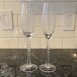 Tommy Bahama Etched Fronds Glass Champagne Flutes